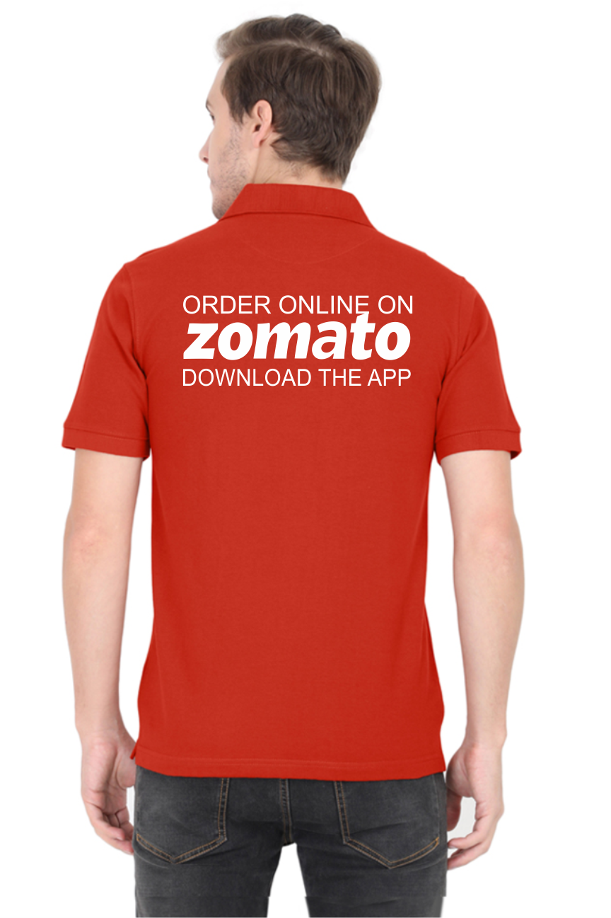 Zomato Delivery Boy Printed Tshirts Cotton Polo