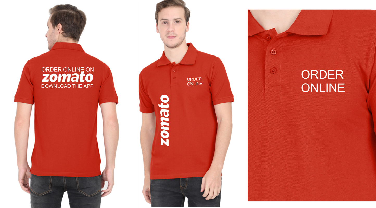 Zomato Delivery Boy Printed Tshirts Cotton Polo