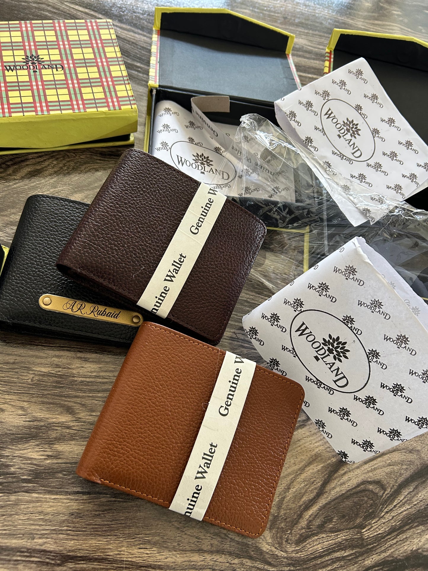 Genuine Woodland Wallets with personalised name
