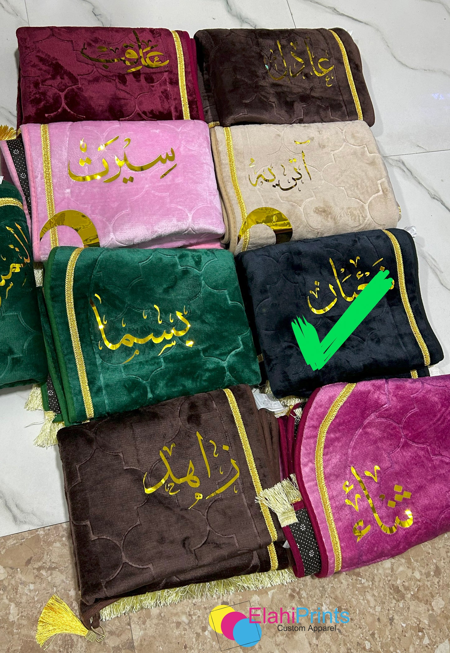 Customized Dome shaped Prayer Mats with personalized names