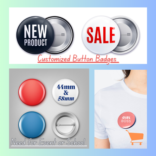 Customized Button Badge With Photo Logo & Text (pack of 5)