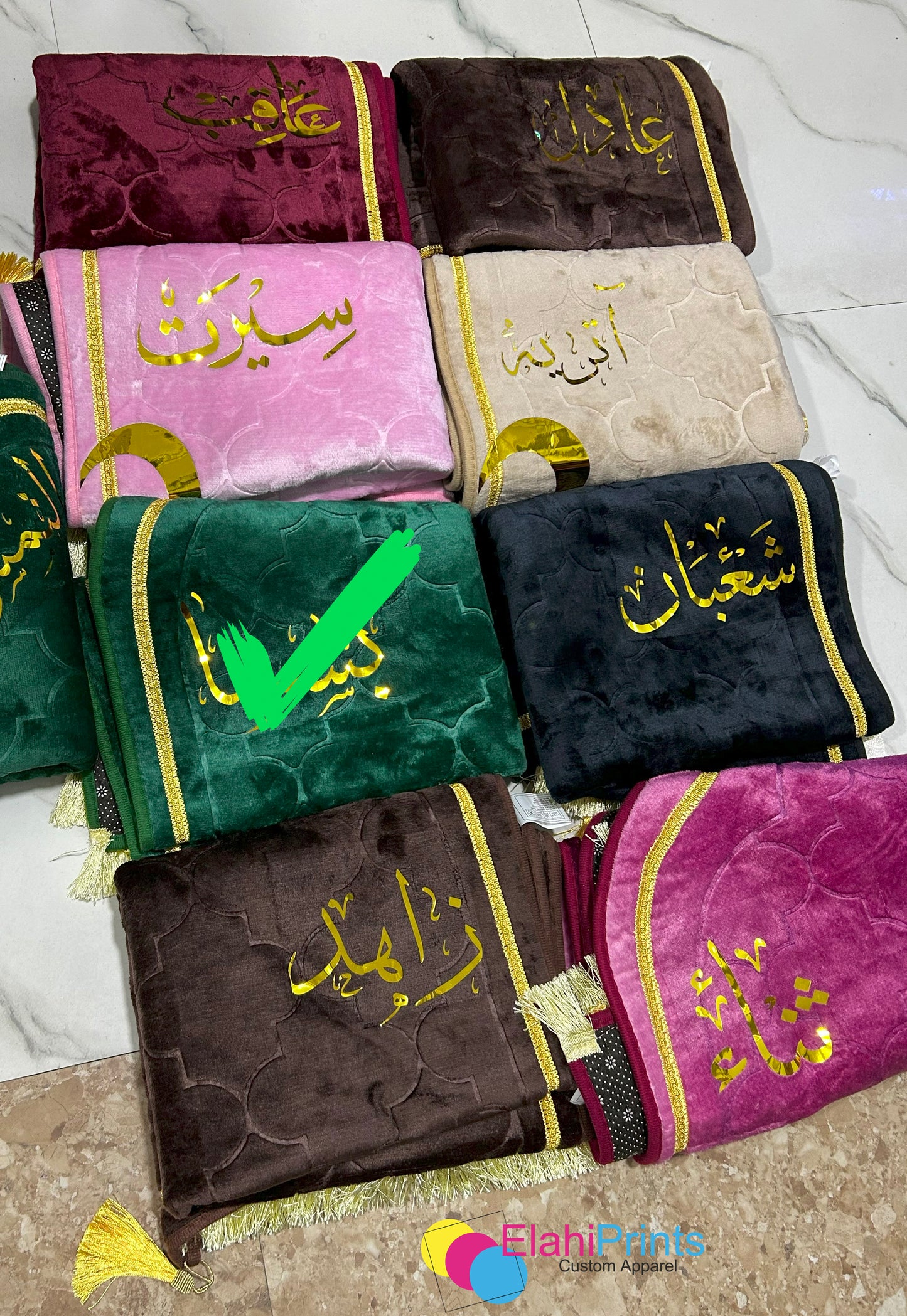 Customized Dome shaped Prayer Mats with personalized names