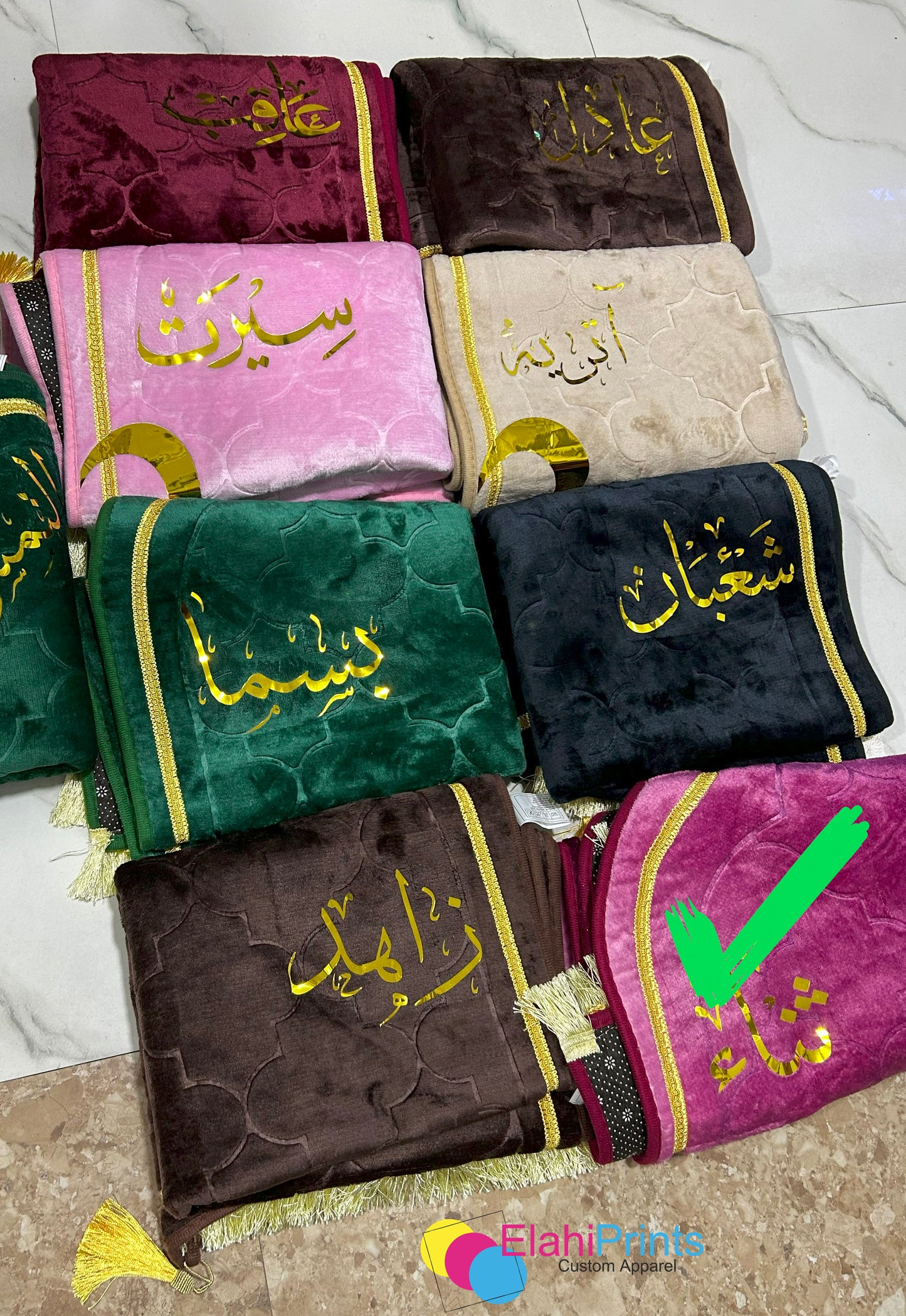 Customized Dome shaped Prayer Mats with personalized names