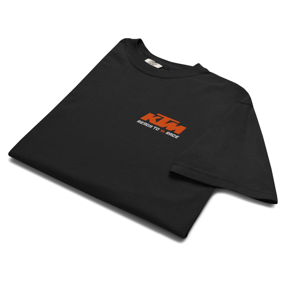 KTM Racing T-Shirt – Premium Cotton Embroidery Design | Orange & Black Moto Tee